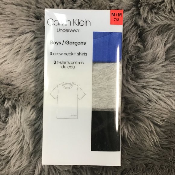 Calvin Klein Underwear | Boy's T-Shirts | 3 Pack | Blue, Black & Grey | Various - Picture 1 of 3